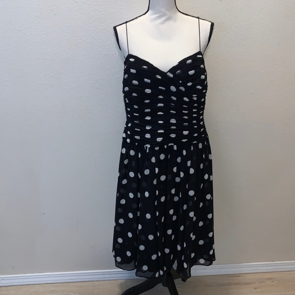 Ralph Lauren black with white polka dots formal dress